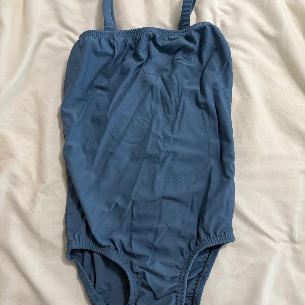 Chelsea B dance wear blue leotard